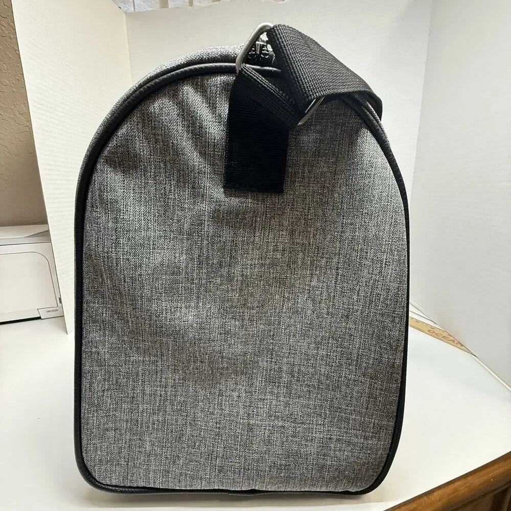 Jimmy Choo Gray & Black Large Travel Weekender Gym Zip Shoulder Duffle Bag New